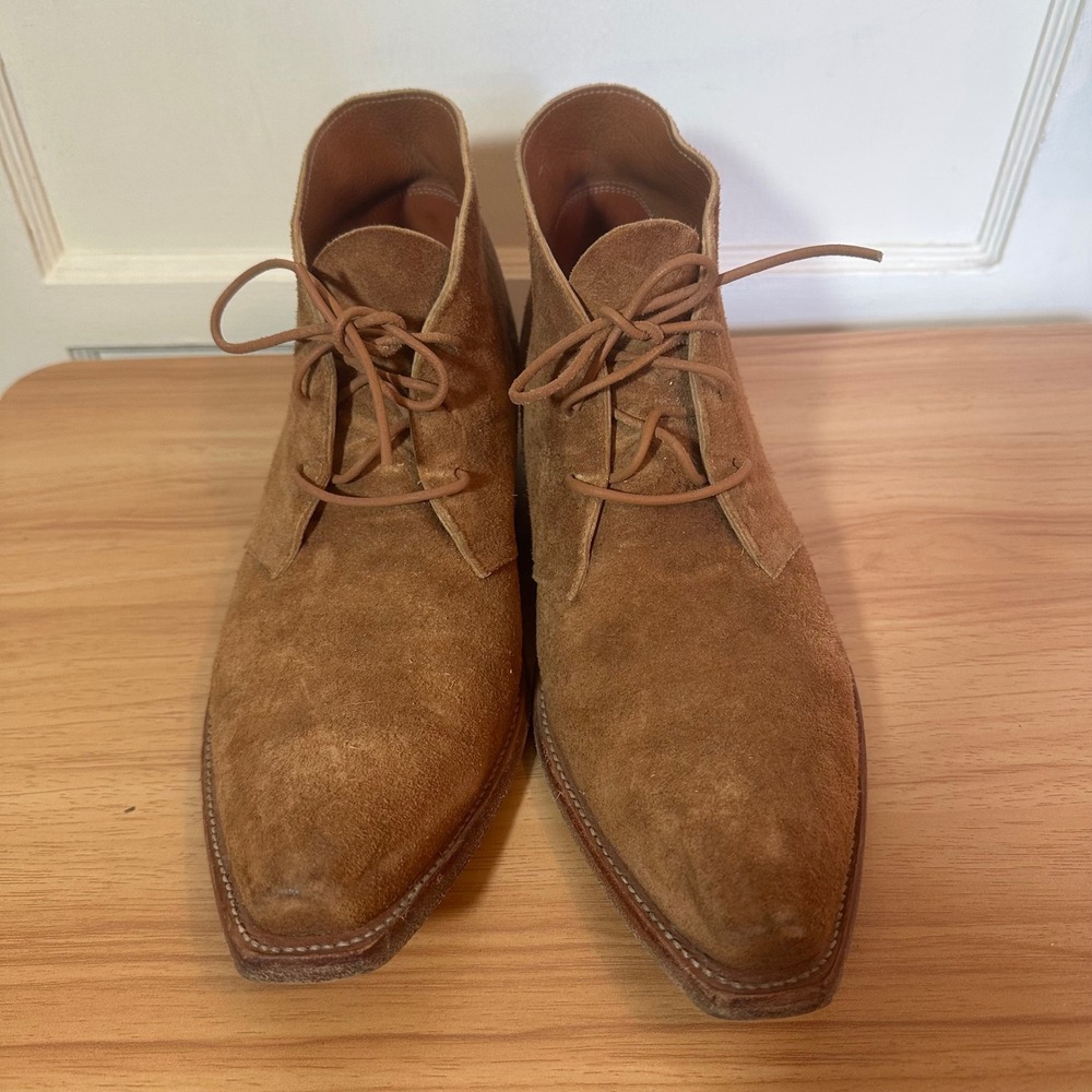 Handmade Suede Chukka Boots Tan Brown Pointed Toe Mens 11
